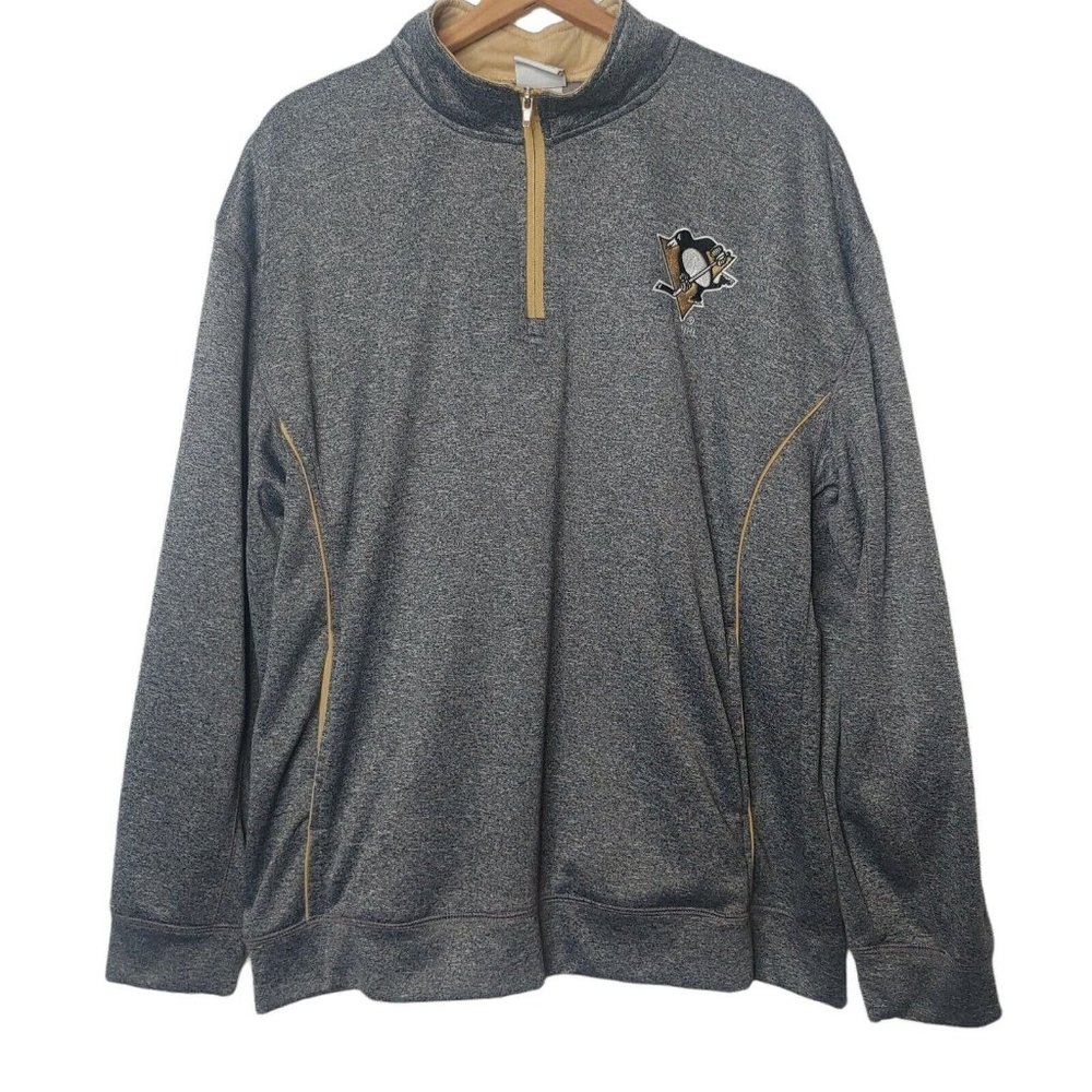 Pittsburgh Penguins NHL Knights Apparel Men XL Sweatshirt Pullover 1/4 Zip Gray